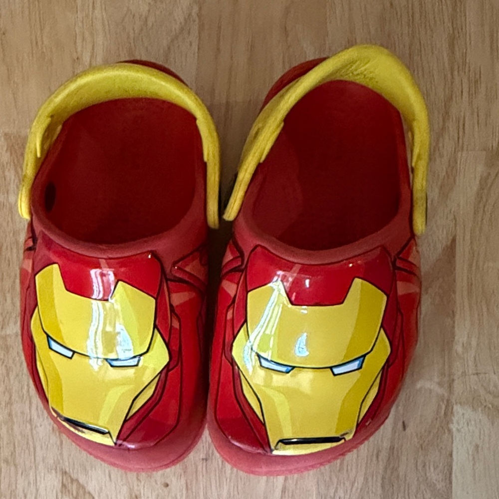 CROCS Kids Slippers Red with Yellow Superhero Design